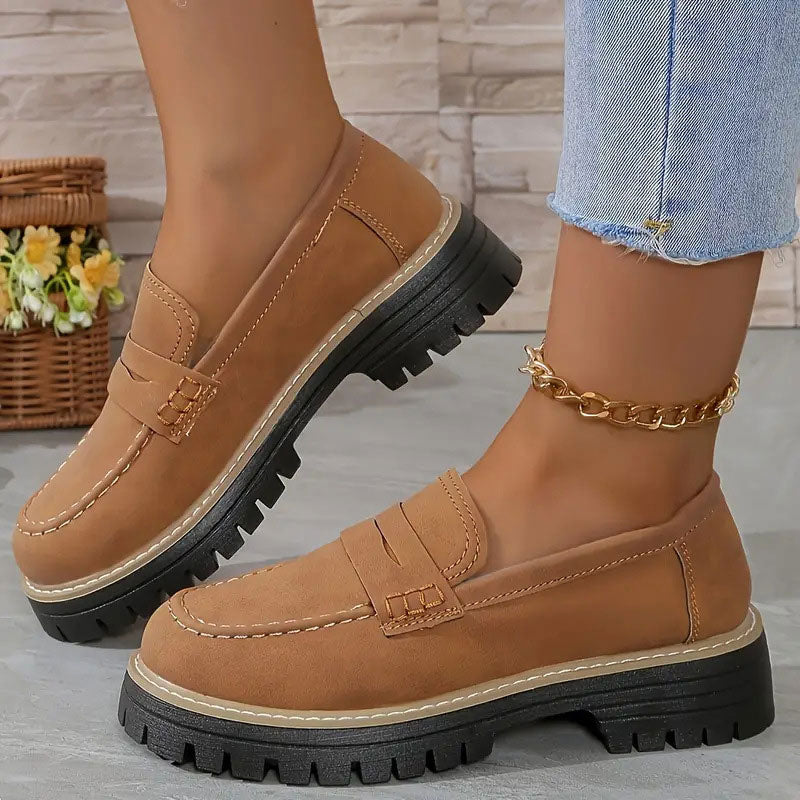 👢Women's Comfortable Chunky Slip On Platform Loafers