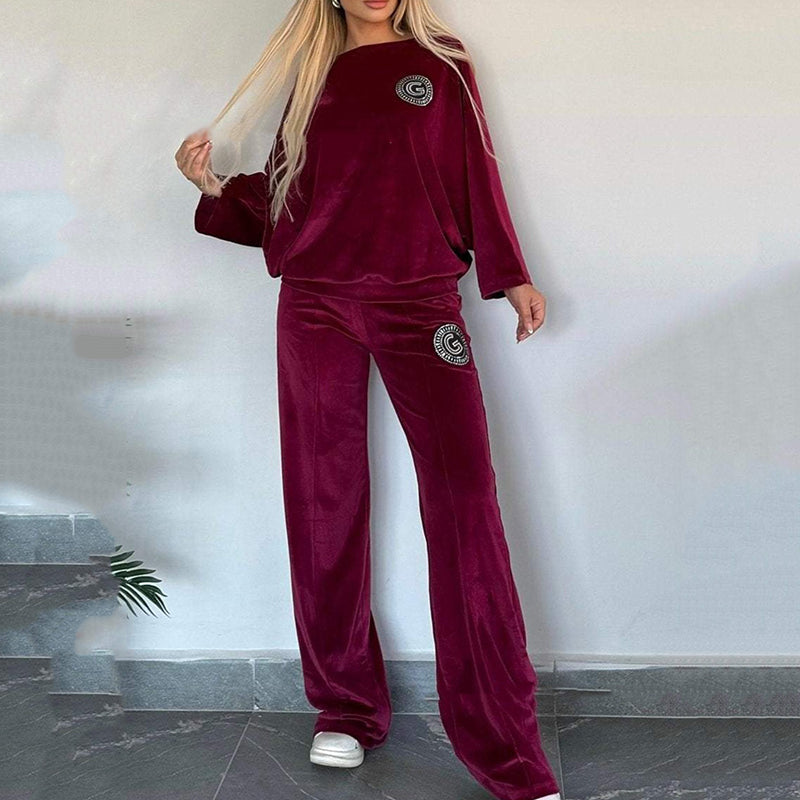 đ„đ€Black Friday Sale:50% OFFđ„Womenâs Cozy Casual Set - Soft Batwing Top and Wide-Leg Pants
