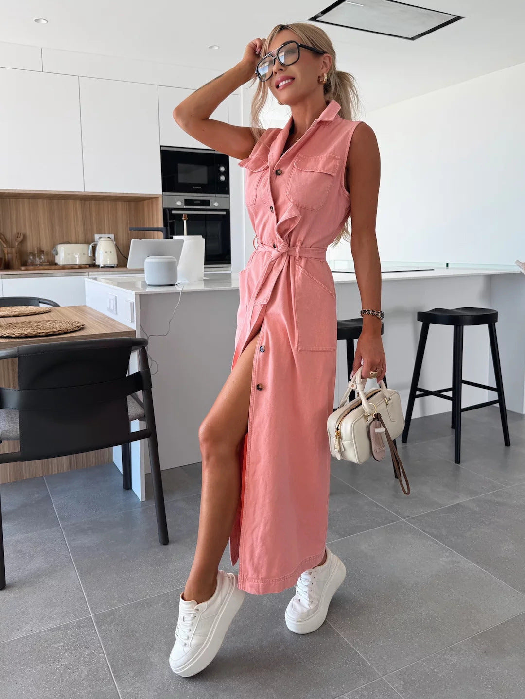 🔥2025 NEW SALES 50% OFF💥Solid Button Pocket Denim Dress