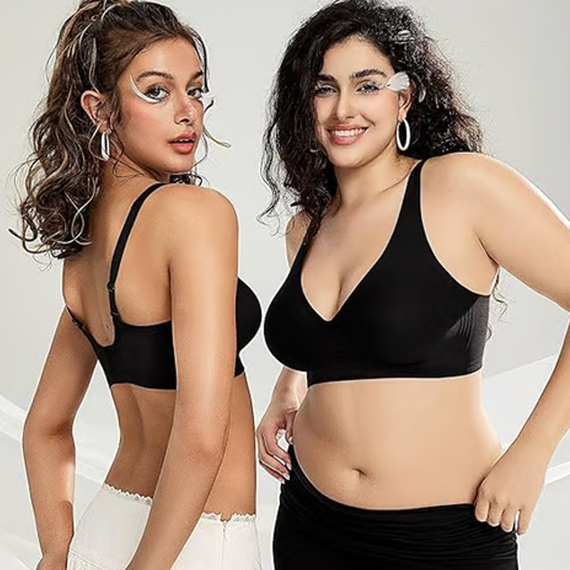 ๐ Jelly Wireless Womens Comfortable Wireless Bras Push Up Bralettes Seamless Tshirts Bras Deep V Everyday Bras