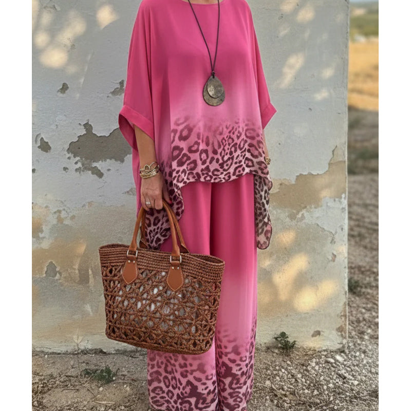 Women's Gradient Leopard Print 2-Piece Set