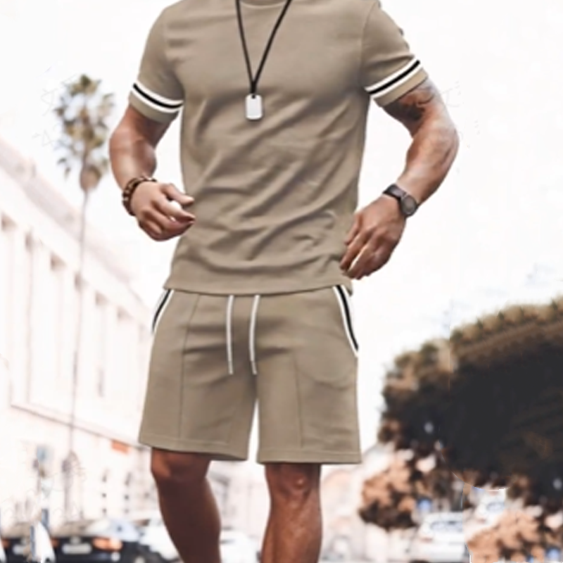š„2026 HOT SALEš„Men's Striped T-Shirt & Shorts 2-Piece Set