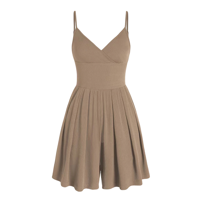 🥳Last Day Special Price £16.99!!🌿 49% OFF! Women‘s Ribbed Knit Romper – Breathable & skin-friendly, keeps shape. Flared skirt with hidden shorts, no riding up. 6 colors. Effortless everyday elegance. 👙✅
