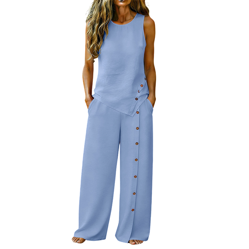 ๐ LIMITED-TIME 50% OFF! โจ Women's Casual Sleeveless Top and Wide-Leg Trousers Set