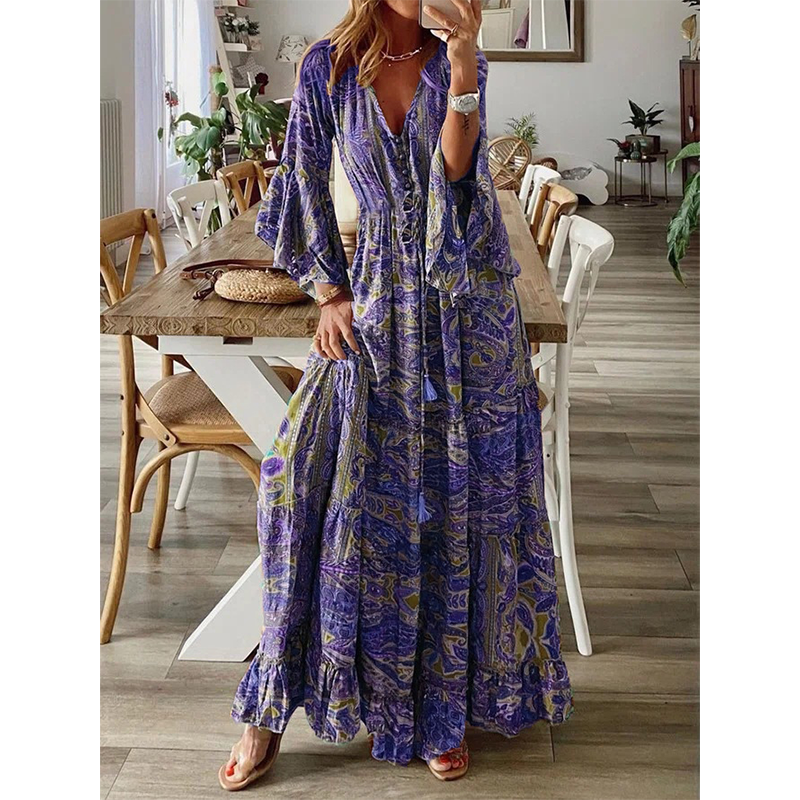 Women's Bohemian Floral Maxi Dress