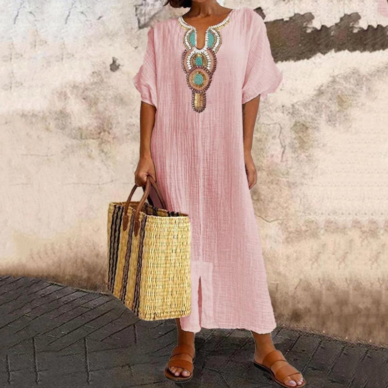 💗LAST DAY SALE 47% OFF⚡50K+ SOLD💕Women's Embroidered Maxi Dress with Front Slit