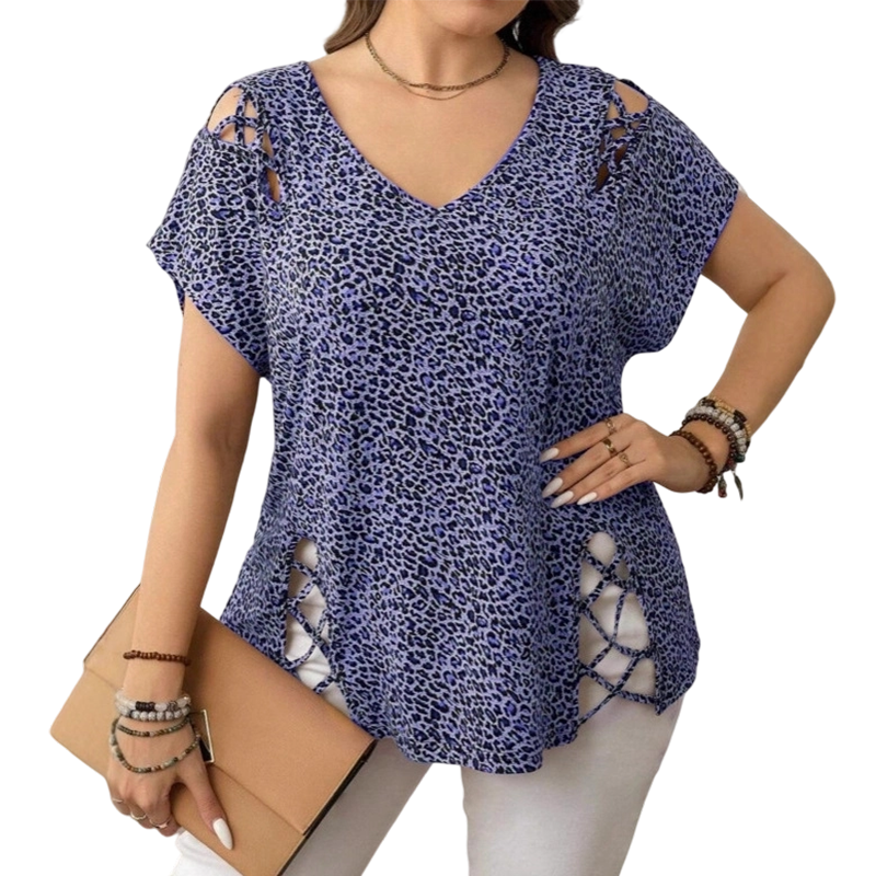 Women's Leopard Print Loose V-Neck T-Shirt