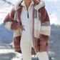 🔥HOT SALE 50% OFF💕2025 New Women's Winter Plush Hooded Colorblock Jacket With Pockets