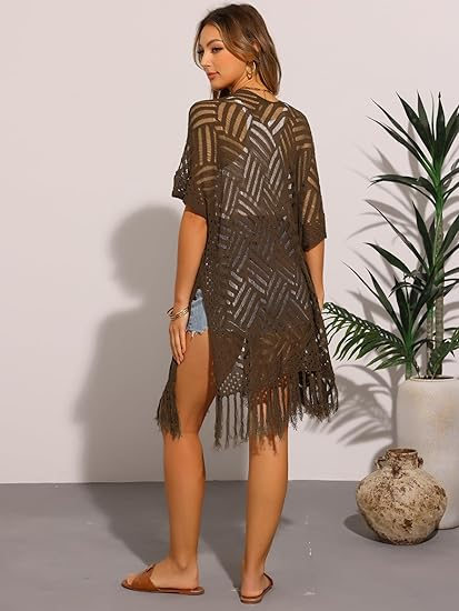 🥳2026 HOT SALE🥳💞50K+ SOLD!🌸☀️ 50% OFF – Just £16.99! Oversized Knit Cardigan – Lightweight crochet tassel kimono for spring & summer. Breathable viscose‑nylon blend – no itch, no cling – layer over anything! 🧶✨