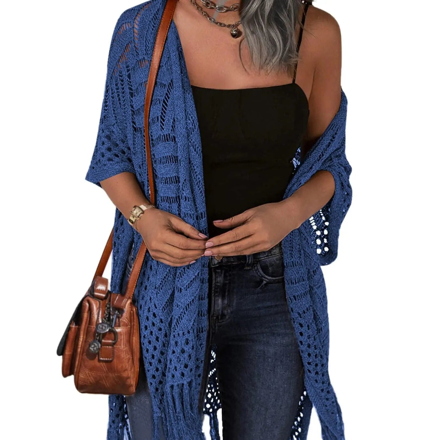 🥳2026 HOT SALE🥳💞50K+ SOLD!🌸☀️ 50% OFF – Just £16.99! Oversized Knit Cardigan – Lightweight crochet tassel kimono for spring & summer. Breathable viscose‑nylon blend – no itch, no cling – layer over anything! 🧶✨