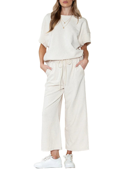 🔥HOT SALE🔥WOMEN'S TEXTURED LOOSE FIT T SHIRT SET