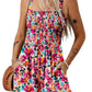 Floral Print Sleeveless Shorts Jumpsuit with Pockets