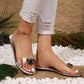 Flat sandals with clear rhinestones for women