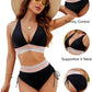 💃Vacation Sale 49% OFF💃High Waisted Tummy Control Color Block Bikini Sets