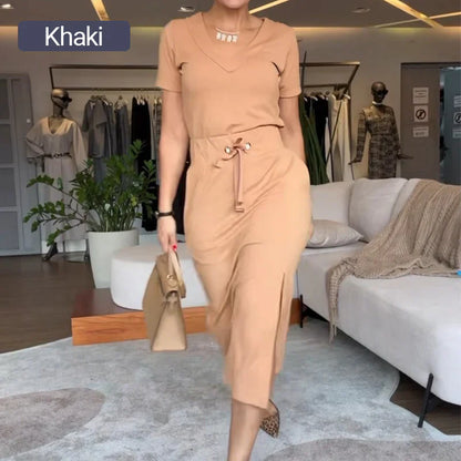 ⏳Limited Time 49% Off💥Women's V-Neck Top and Skirt Set