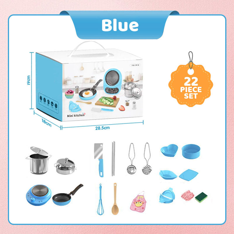 Children's Real Cooking Mini Kitchen Toys - 22 PCS Set
