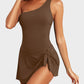⛱️⛱️Last Day Sale 49% OFF🔥One Shoulder Skirted One Piece Swimsuit