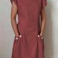 Solid Color Pocket Button Dress