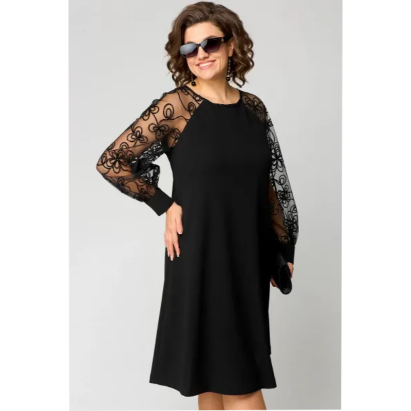 ⏳Time-Limited Special⏰Lace Patchwork Round Neck Long Sleeve Dress
