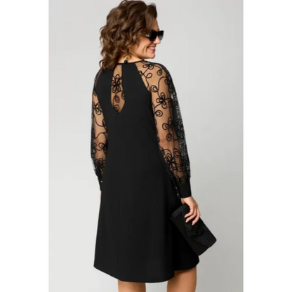 ⏳Time-Limited Special⏰Lace Patchwork Round Neck Long Sleeve Dress