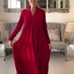 🔥🎅early christmas sale 49% off🎄Solid Color Pleatd Midi Swing Dress