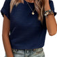🏆 50K+ SOLD! Almost Gone-⚡2026 Summer Outfit Womens Short Sleeve Tops Round Neck Ruffle Casual Summer Textured Work T Shirts Tee Blouse