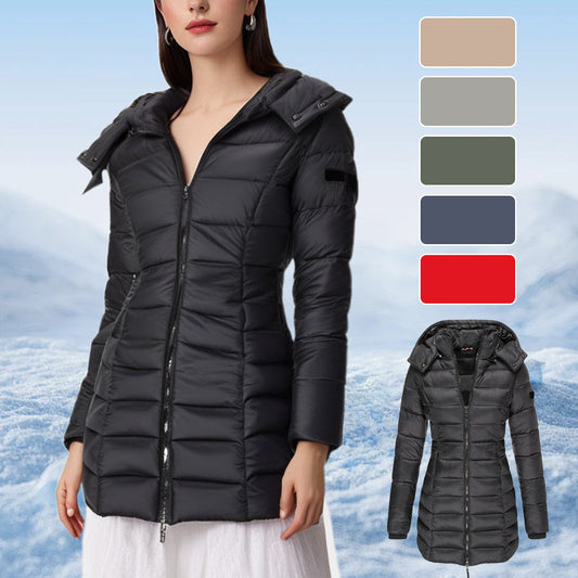 🔥HOT SALE 49% OFF🔥 Winter Women's Mid-length Padded Jacket Warm Solid Color Hooded Jacket