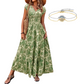 🌸 LIMITED-TIME 50% OFF! 👗 Women's V-Neck Floral Smocked Maxi Dress – Elegant, Bohemian, Lightweight 🦋