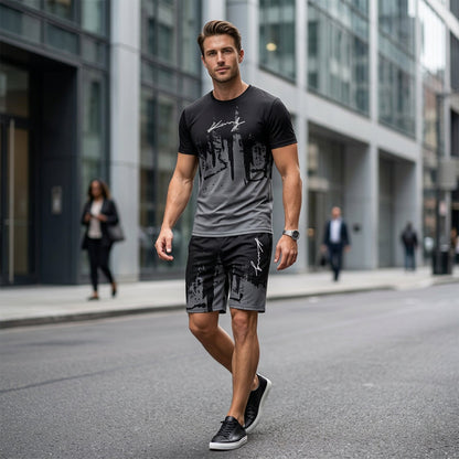 👕 LIMITED-TIME 50% OFF! 🩳 Men's Graphic Print T-Shirt & Shorts Set – Coordinated, Soft, Adjustable Waist 🌴