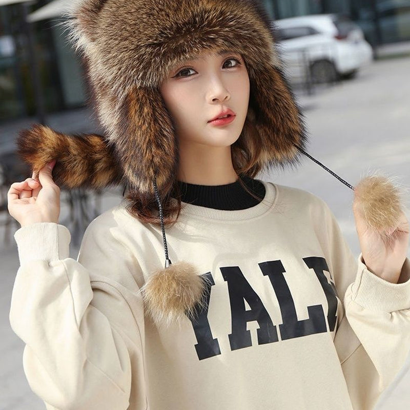⏳Time-Limited Special⏰ Raccoon Tail Fur Parent-Child Plush Hat