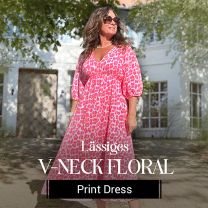 🏖️Summer Cool Deal: 49% OFF!!🎀Women's V-Neck Printed Dress