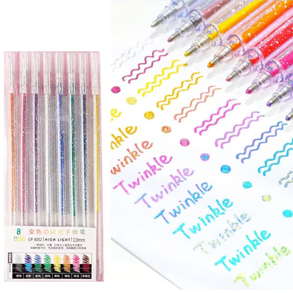 🎁 Glitter Gel Pen Set – Smooth Writing, 10 Colors & Quick-Dry Ink 🎨