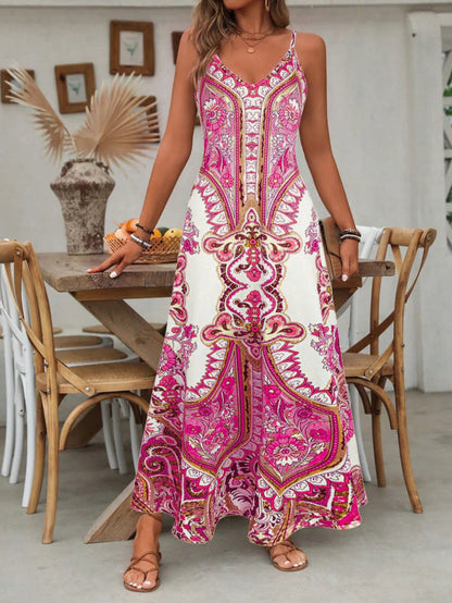 👗 60% OFF NOW! 💃 Women‘s Retro Print V-Neck Maxi Dress – Sleeveless, Flowy Fabric & Perfect for Summer Parties and Vacations ✨