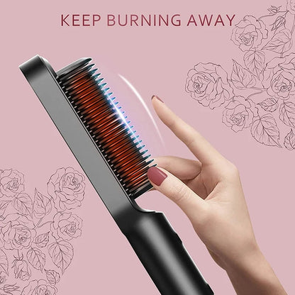 ✨Last Day Special Price £18.99!!💥Negative Ion Hair Straightener Styling Comb💇‍♀