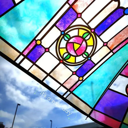 🔥Hot Sale 💦 -Vintage Stained Glass Automatic Umbrella