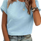 🏆 50K+ SOLD! Almost Gone-⚡2026 Summer Outfit Womens Short Sleeve Tops Round Neck Ruffle Casual Summer Textured Work T Shirts Tee Blouse