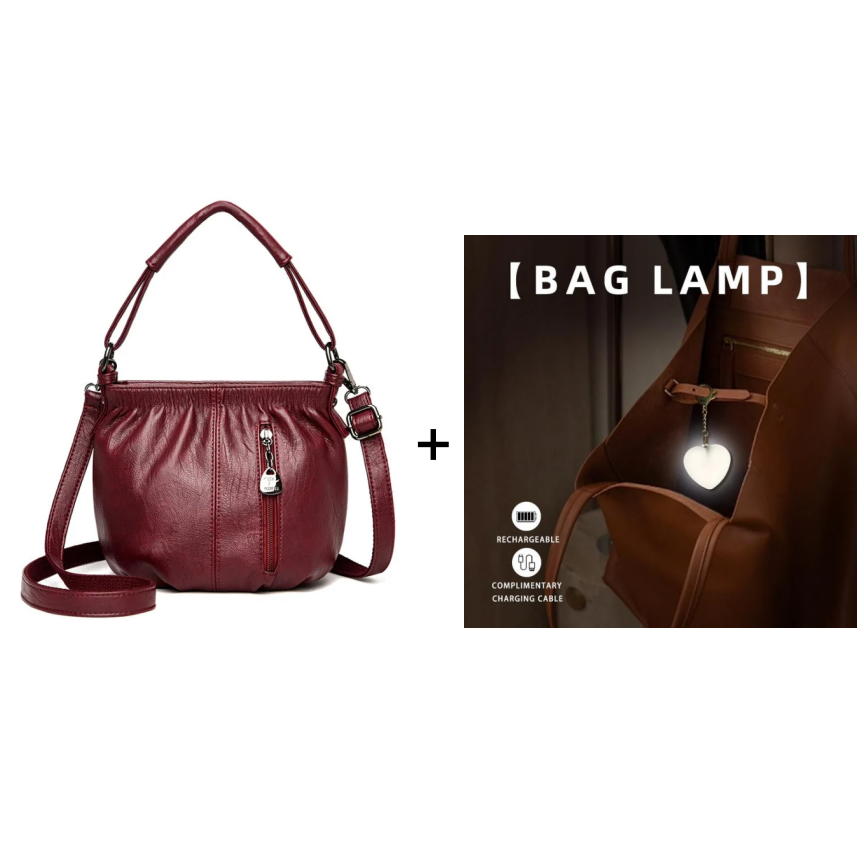🔥Casual Pleated Bucket Soft Leather Handbag Shoulder Bag