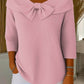 Women's plain knitted jumper with a round neckline and 3/4 sleeves, with a bow, for everyday wear