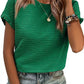 🏆 50K+ SOLD! Almost Gone-⚡2026 Summer Outfit Womens Short Sleeve Tops Round Neck Ruffle Casual Summer Textured Work T Shirts Tee Blouse