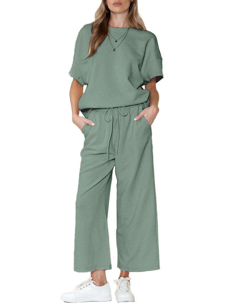 🔥HOT SALE🔥WOMEN'S TEXTURED LOOSE FIT T SHIRT SET
