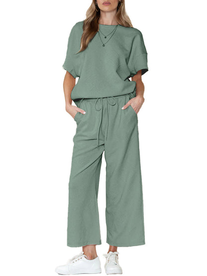 🔥HOT SALE🔥WOMEN'S TEXTURED LOOSE FIT T SHIRT SET
