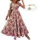🌸 LIMITED-TIME 50% OFF! 👗 Women's V-Neck Floral Smocked Maxi Dress – Elegant, Bohemian, Lightweight 🦋