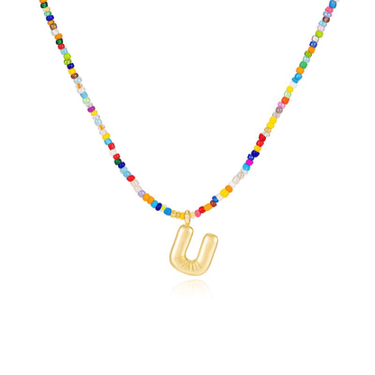 💜LAST DAY PROMOTION - 50%OFF💜 Letter Beaded Necklace for Women🔤A-Z