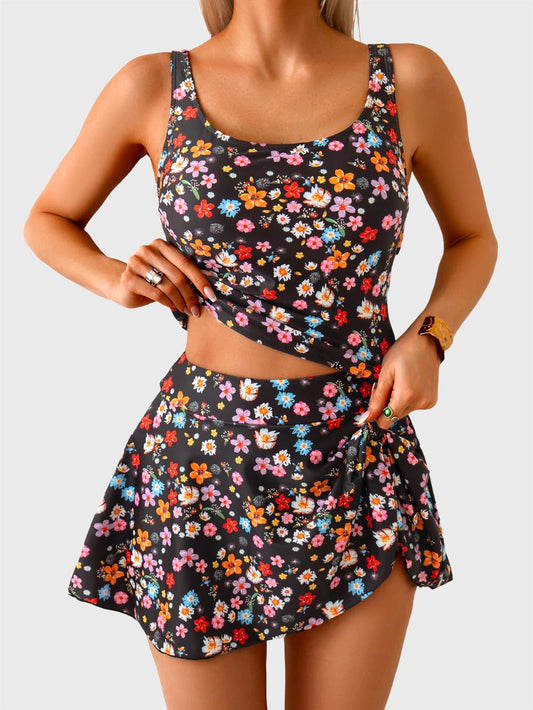 🩱Summer Hot Sale 50% OFF☀️🌊Women's Tummy Control Two Piece Swimsuit High Waisted Tank Top with Swim Skirt