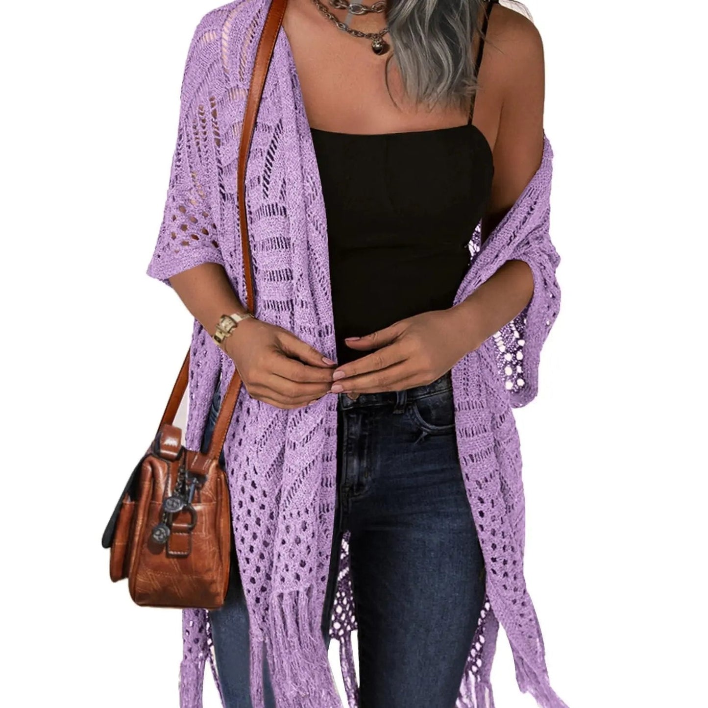 🥳2026 HOT SALE🥳💞50K+ SOLD!🌸☀️ 50% OFF – Just £16.99! Oversized Knit Cardigan – Lightweight crochet tassel kimono for spring & summer. Breathable viscose‑nylon blend – no itch, no cling – layer over anything! 🧶✨