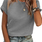 🏆 50K+ SOLD! Almost Gone-⚡2026 Summer Outfit Womens Short Sleeve Tops Round Neck Ruffle Casual Summer Textured Work T Shirts Tee Blouse
