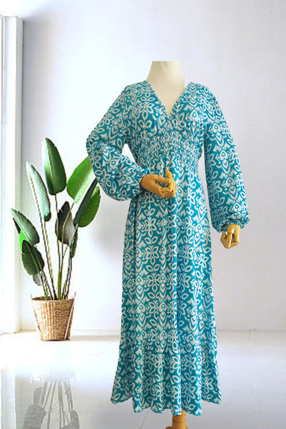 🔥Hot Sale - 50% OFF ✨ Casual Print V-neck Long Dress – Effortless Elegance For Sunny Days & Special Moments 🌸