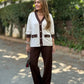 Women’s Casual Color-blocking V-Neck Top & Pants Set