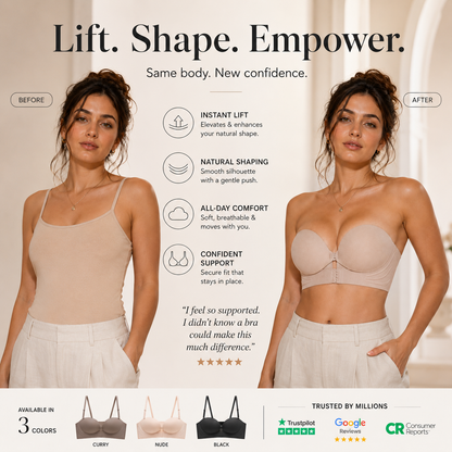 Invisible Strap Front Buckle Push Up Bra
