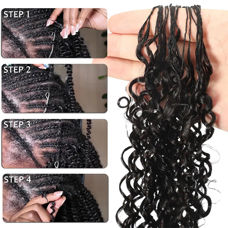 ISEE HAIR Human Hair Crochet Extensions Miracle Knots Pre-Separated 50g/Pack – Knotless Boho Braids, 4-5 Packs for Full Head, Multiple Curly & Wave Textures